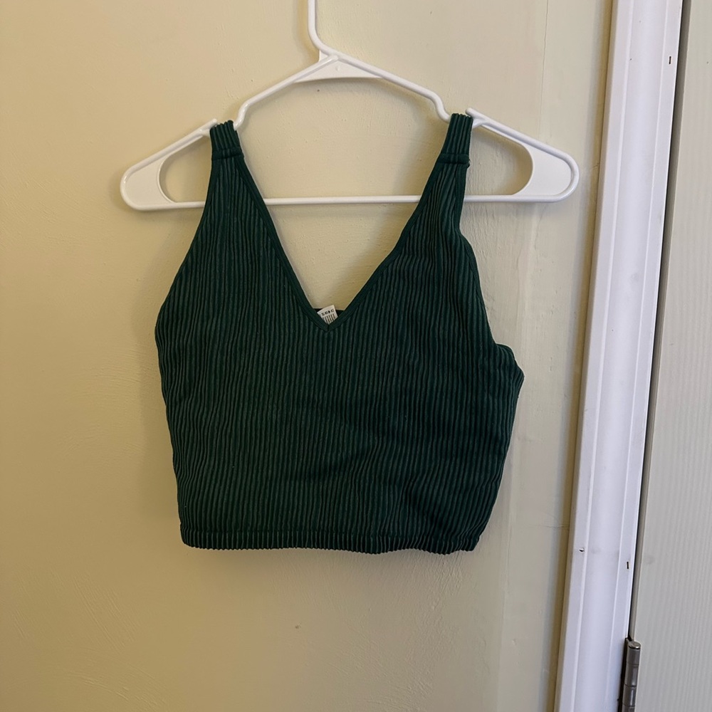 Yogalicious Dark Green Ribbed Tank Top